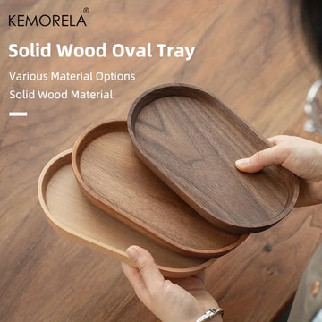 Japanese Style Solid Wood Round Dessert Plate 1PCS