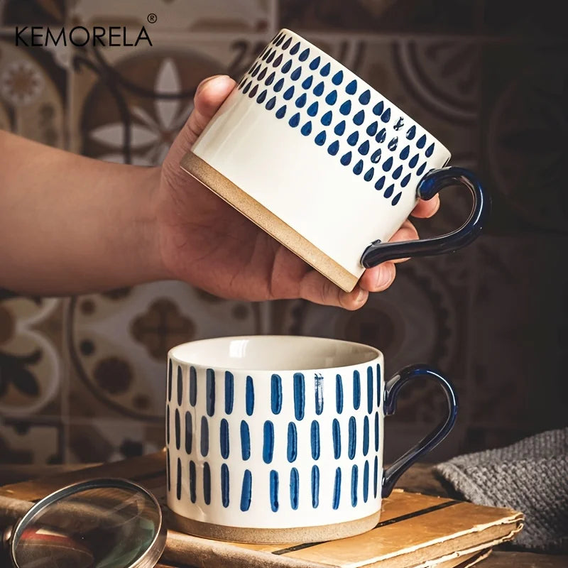 Nordic Style Ceramic Mug with Handle – Retro Large Capacity 450ml 1PCS