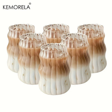 Transparent Stripe Heat-Resistant Glass Cups 2/4/6PCS – Perfect for Tea, Juice, Milk, Coffee, and Beer