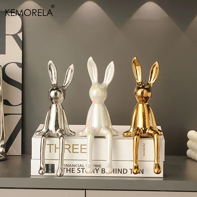 Ceramic Long 1PCS - Eared Sitting Rabbit Statue – Luxury Home Decoration Ornament