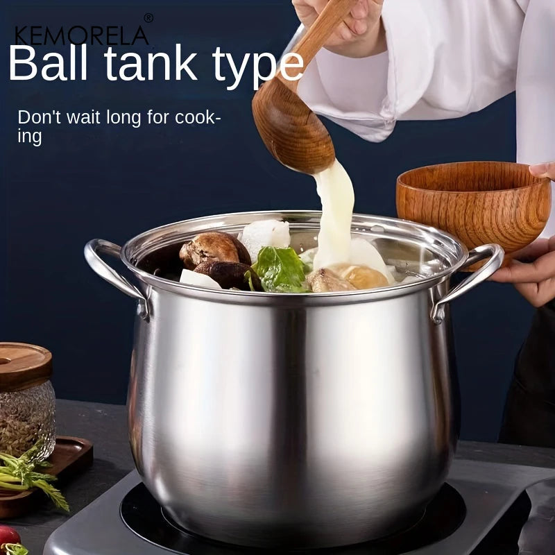 Large Capacity Stainless Steel Cooking Pot 1PCS – For Noodles, Stew, Chicken Soup
