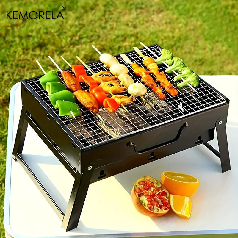 Mini Portable BBQ Grill – Stainless Steel Charcoal Grill for Camping, Picnic, Beach