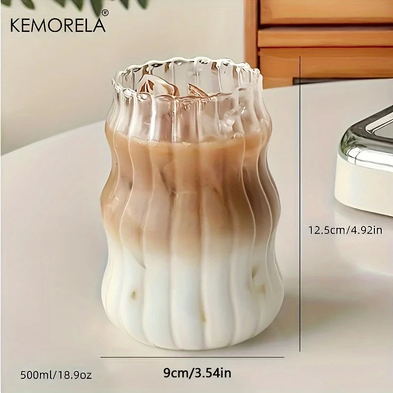 Transparent Stripe Heat-Resistant Glass Cups 2/4/6PCS – Perfect for Tea, Juice, Milk, Coffee, and Beer