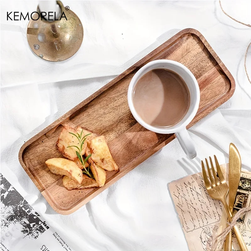 Acacia Wood Coffee Tray 1PCS – Decorative Tray for Food, Dessert, Candy, and Gongfu Tea