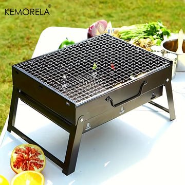 Mini Portable BBQ Grill – Stainless Steel Charcoal Grill for Camping, Picnic, Beach