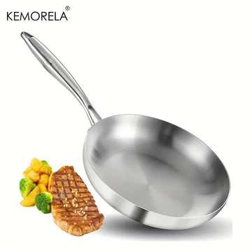 304 Stainless Steel Frying Pan 24cm – 2mm Thick, 5-Ply Professional Skillet for Cooking