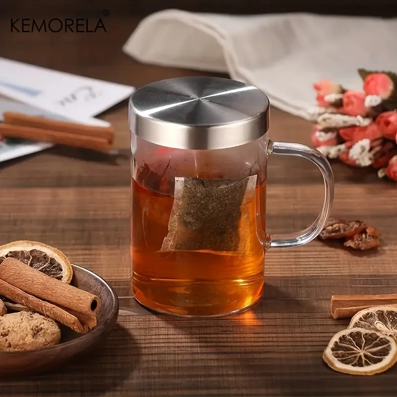 BorosilicateGlass Cup Tea Infuser Mug  477ml – with Stainless Steel Infuser for Home & Office