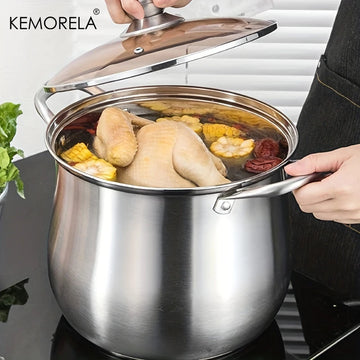 Large Capacity Stainless Steel Cooking Pot 1PCS – For Noodles, Stew, Chicken Soup