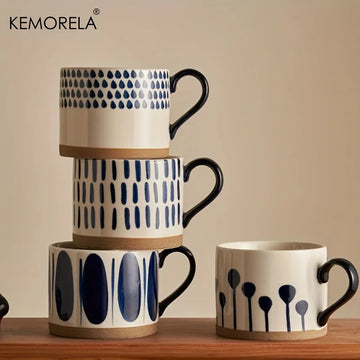 Nordic Style Ceramic Mug with Handle – Retro Large Capacity 450ml 1PCS