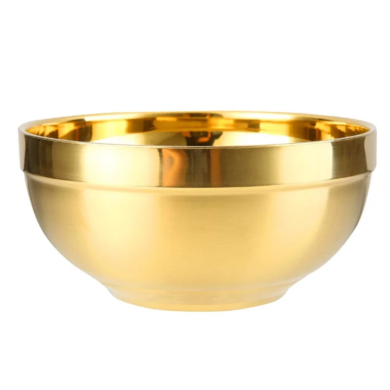300/600ml Stainless Steel Golden Bowl – Round Seasoning Dish for Sushi Dipping & Appetizers