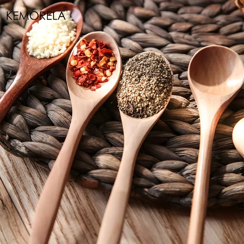 Long Wooden Tea Spoons 6PCS– Long Stirrer Spoons for Coffee, Honey & Dessert