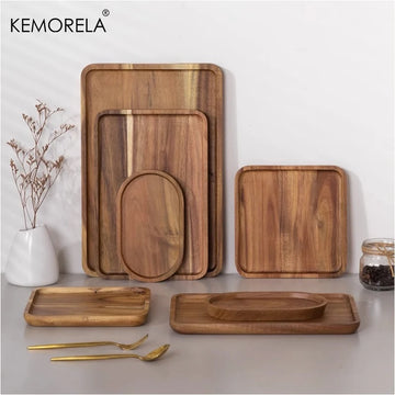 Acacia Wood Coffee Tray 1pcs– Decorative Food, Dessert, and Tea Tray for Kitchen Storage