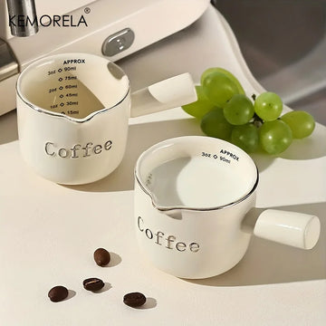 Ceramic Measuring Espresso Cup with Scale – 3oz/90ml Extraction Cup